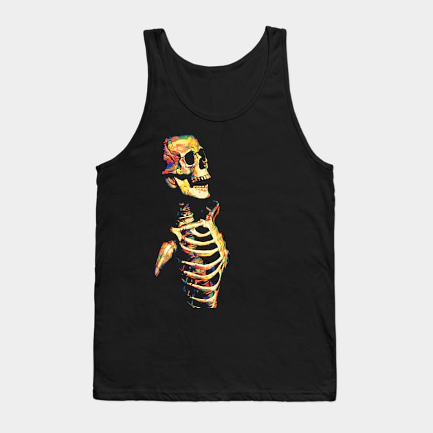 Creepy Screaming Painted Skeleton Tank Top by Vector Deluxe